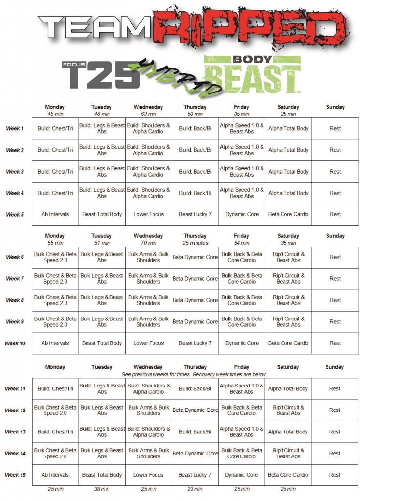 Body Beast Hybrids P90X3 and T25 teamRIPPED